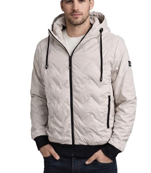 Pánská prošívaná bunda typu casual/sportovní s kapucí XL