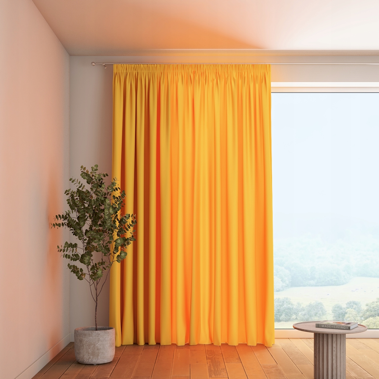 Dekoria Závěs na nařasovací pásce 1 ks 130x260 cm, odstíny žluté