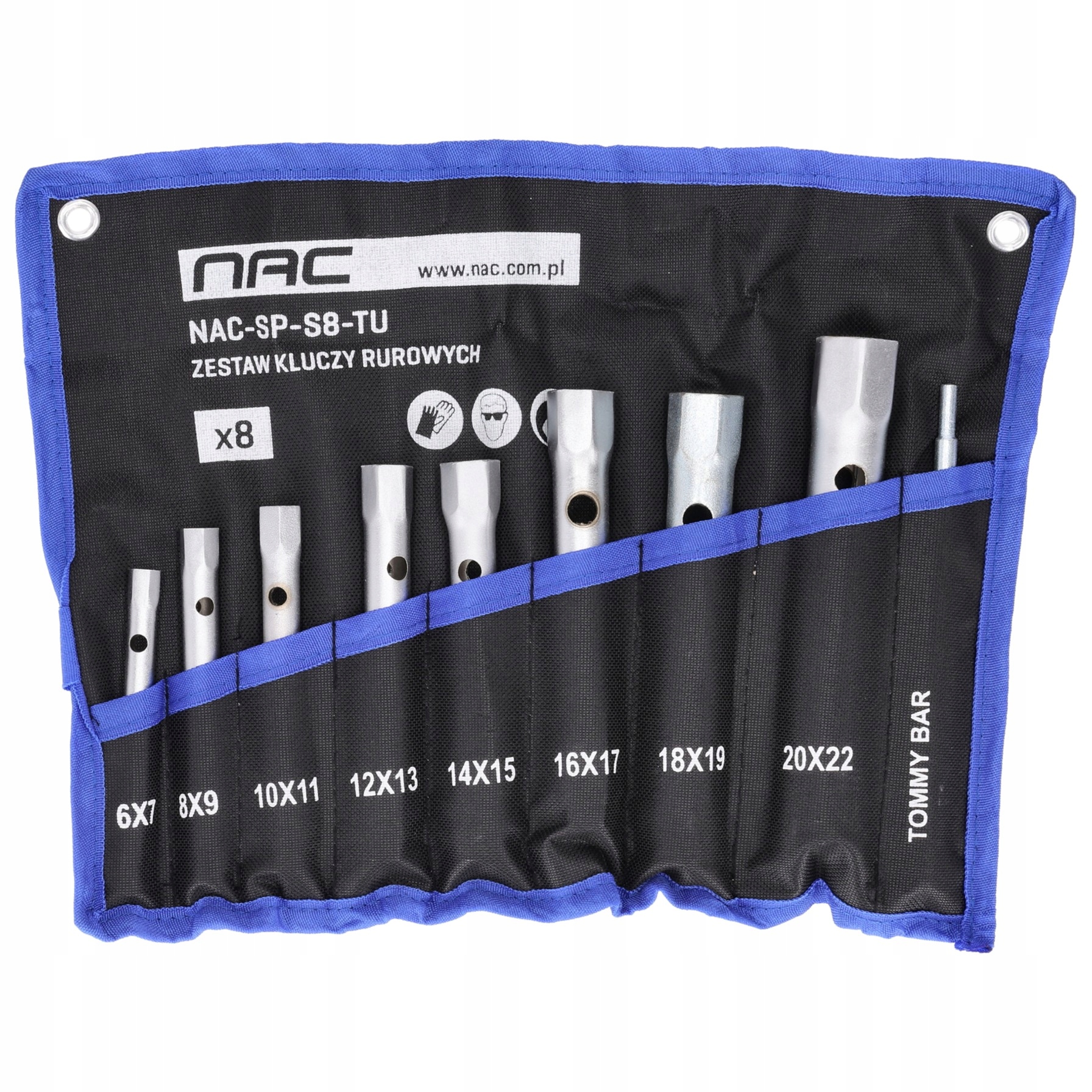 Klucze Rurowe zestaw komplet 8szt kluczy rurowych Nac tommy bar 6-22mm etui