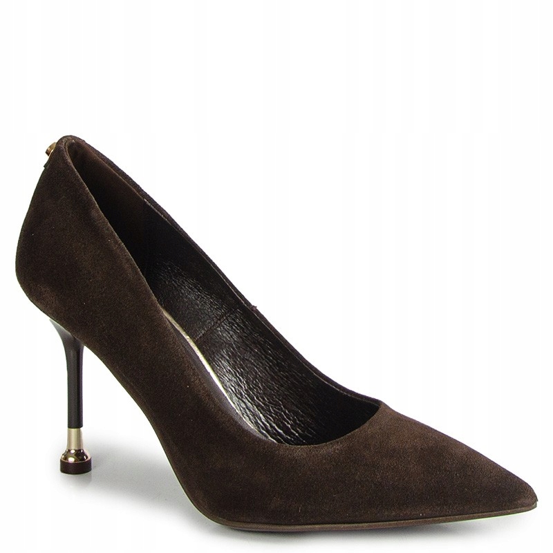 CheBello 5021 Hnědé Čokoládové Kožené Semišové Lodičky 38