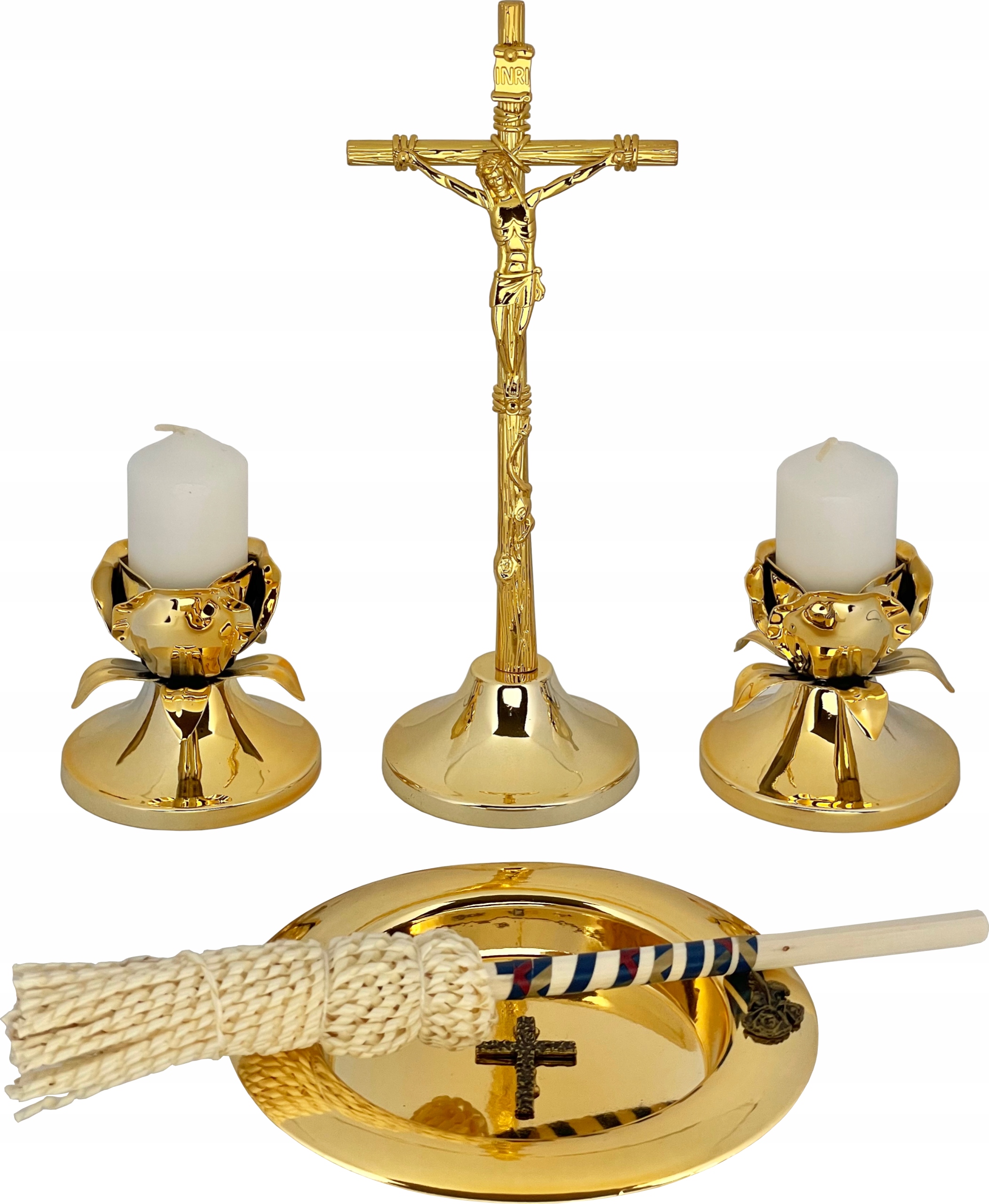 Koledový Set Zlatý Set Pruh Kříž Svícen Kapka Miska