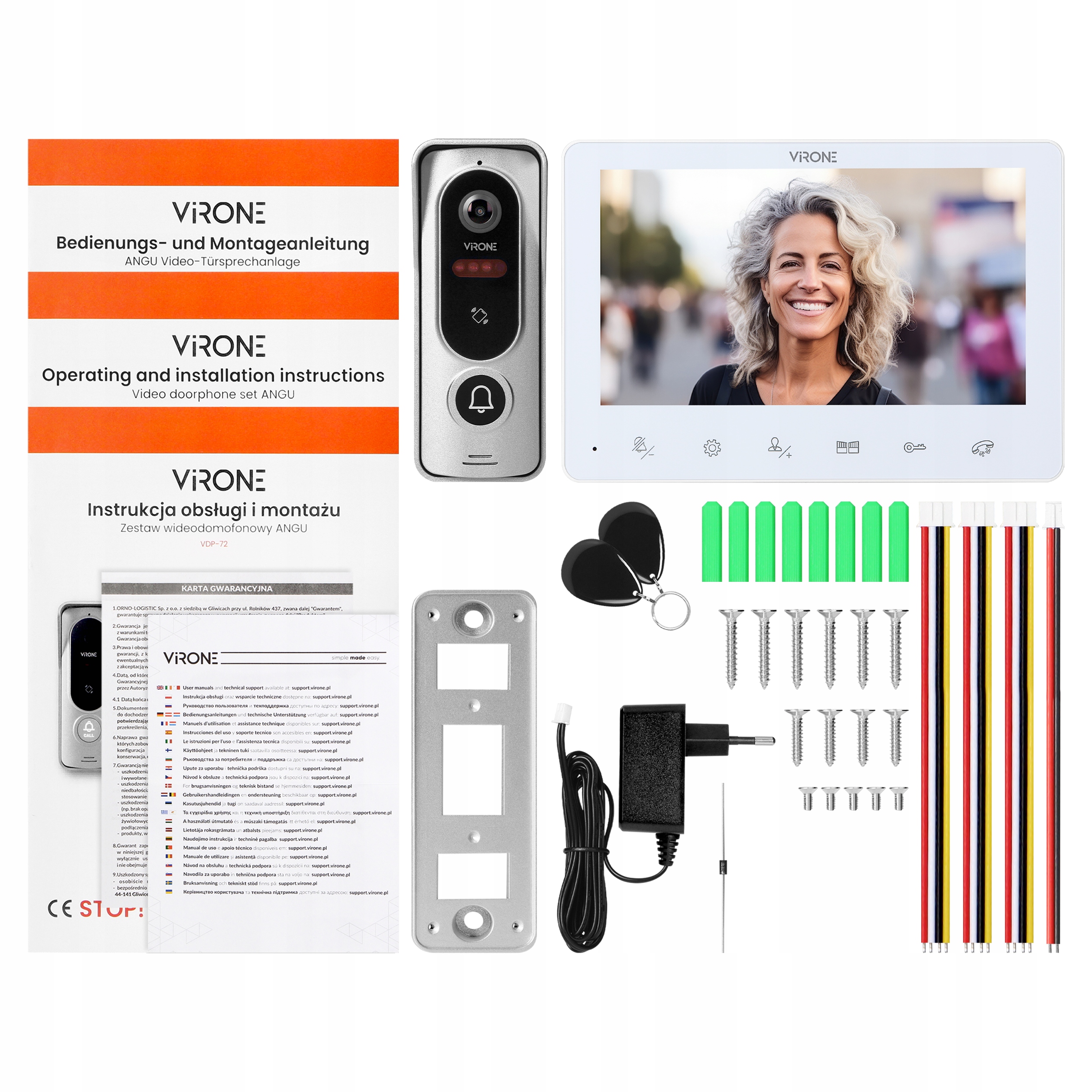 Kabelový videotelefon Virone bílý s Rfid čtečkou