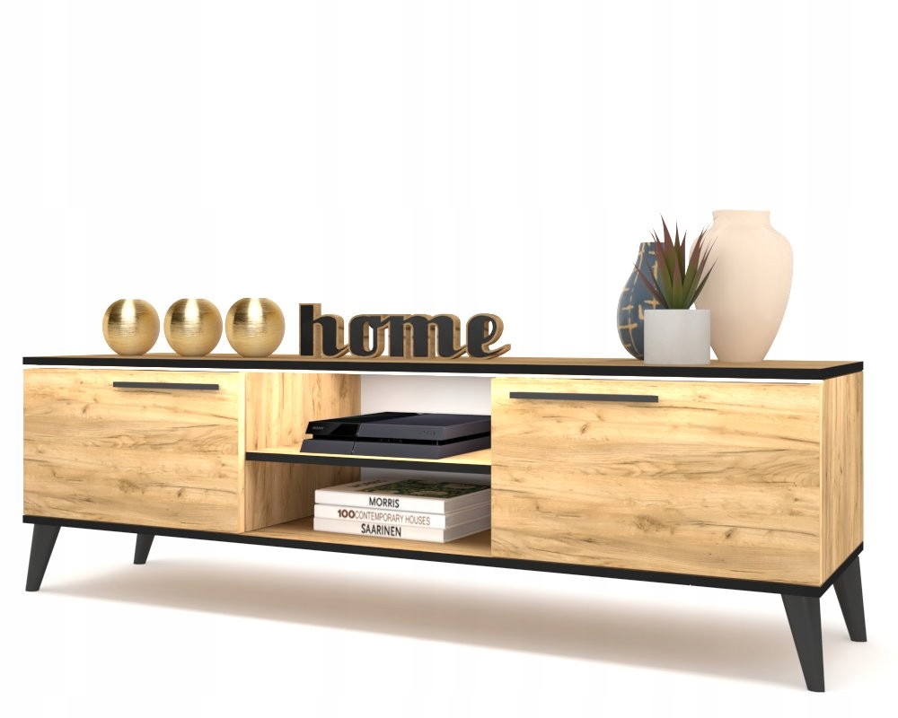 Rtv skříňka Komoda Stojící skříňka do obývacího pokoje King 100 Craft Černá Led