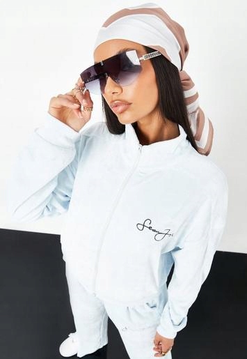 MISSGUIDED_SEAN JOHN BLUZA WELUROWA NA ZAMEK BR415 Rozmiar S