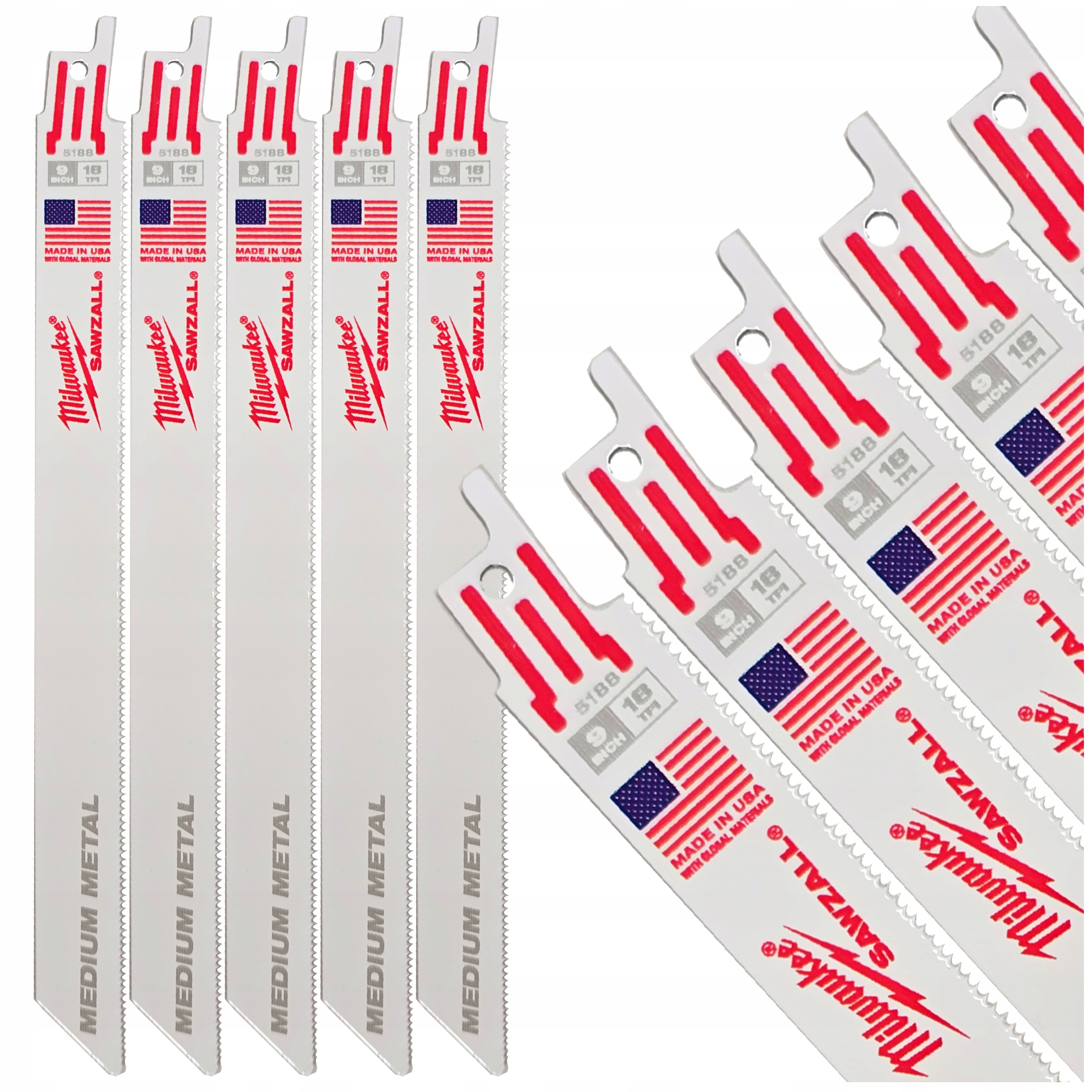 Pilový List na kov a nerezovou ocel pro šavlovitou pilu 230 mm Sada 5 kusů