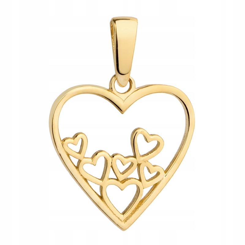 Krásný Zlatý Přívěsek pr. 585 Srdce v Srdci 14k