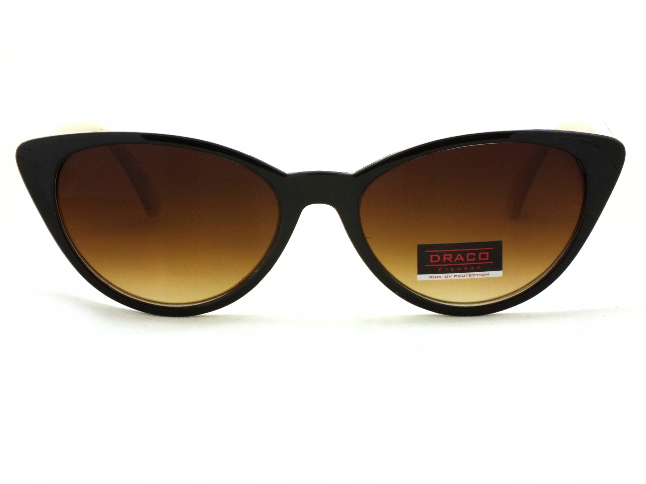 Okulary Przeciwsłoneczne Brązowe Kocie Oczy Retro Marka Draco