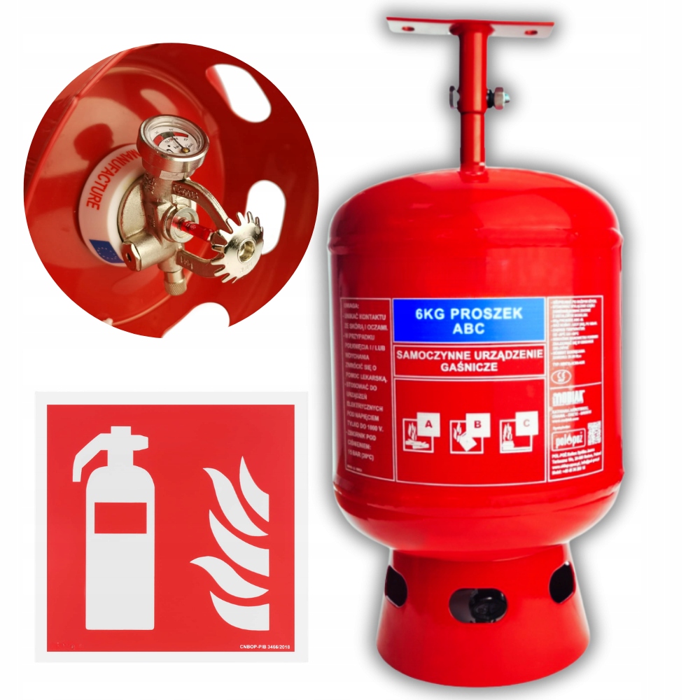 Automatyczne Samoczynne urządzenie gaśnicze Sug Abc z Wieszakiem 6kg