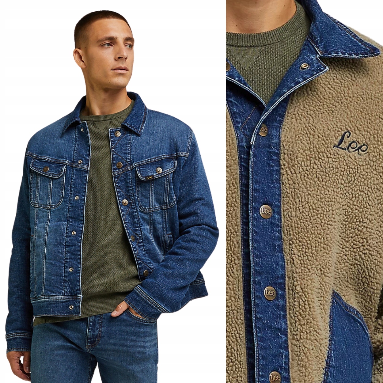 Lee Reversable Rider Jacket zateplená oboustranná džínová katana pánská L