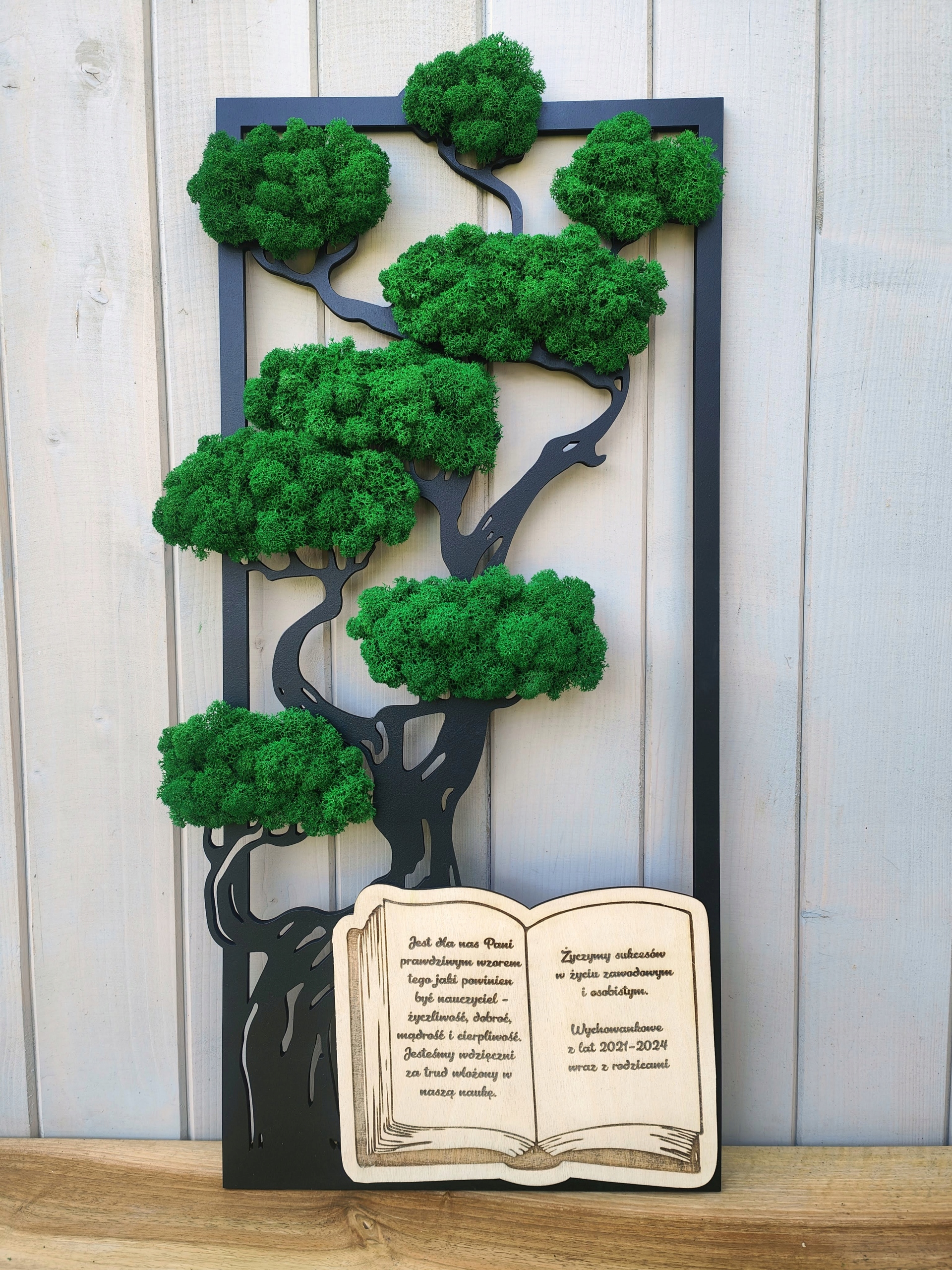 Drzewo bonsai z mchem chrobotkiem PODZIĘKOWANIE DLA NAUCZYCIELA 40cm mech Marka inna