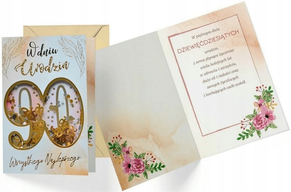 

Karnet B6 konfetti KNF-044 Urodziny 90