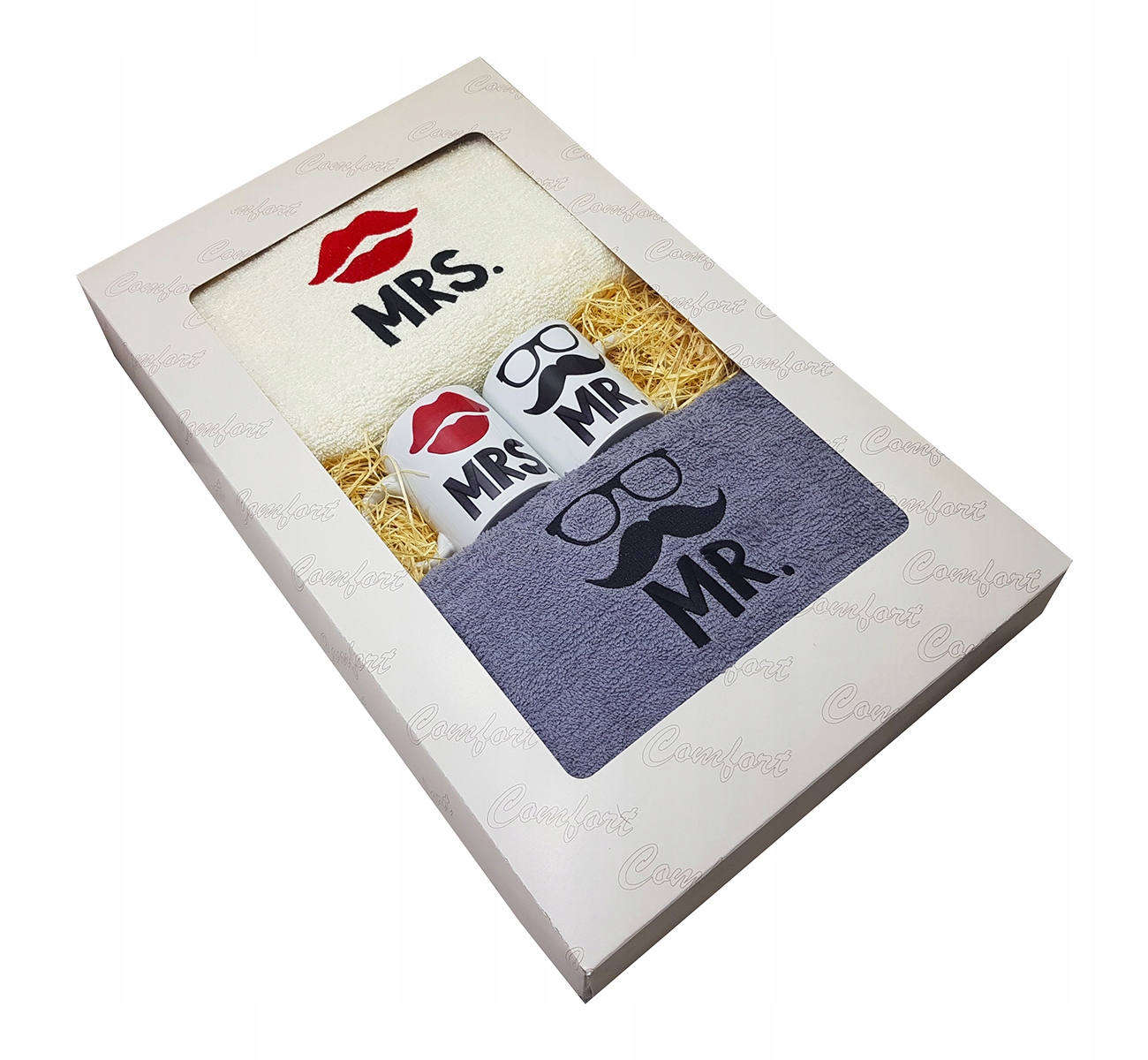 

Ślubny komplet duże ręczniki kubki