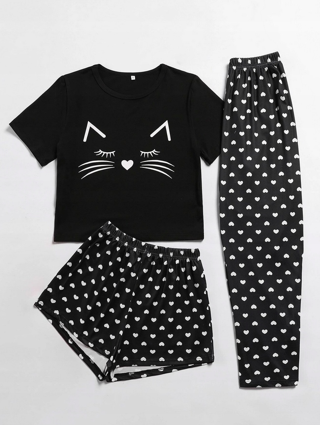 PIŻAMKA DAMSKA SPODENKI SPODNIE KOMPLET PIŻAMA XS Dekolt łódka