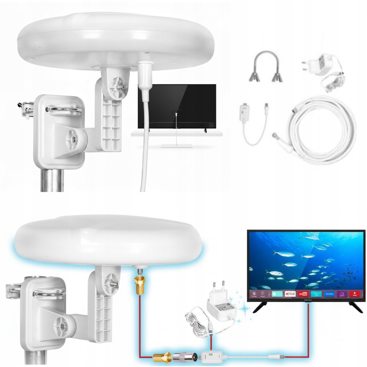 Antena zewnętrzna kierunkowa do Naziemnej Telewizji Cyfrowej Dvb T2 Solidna