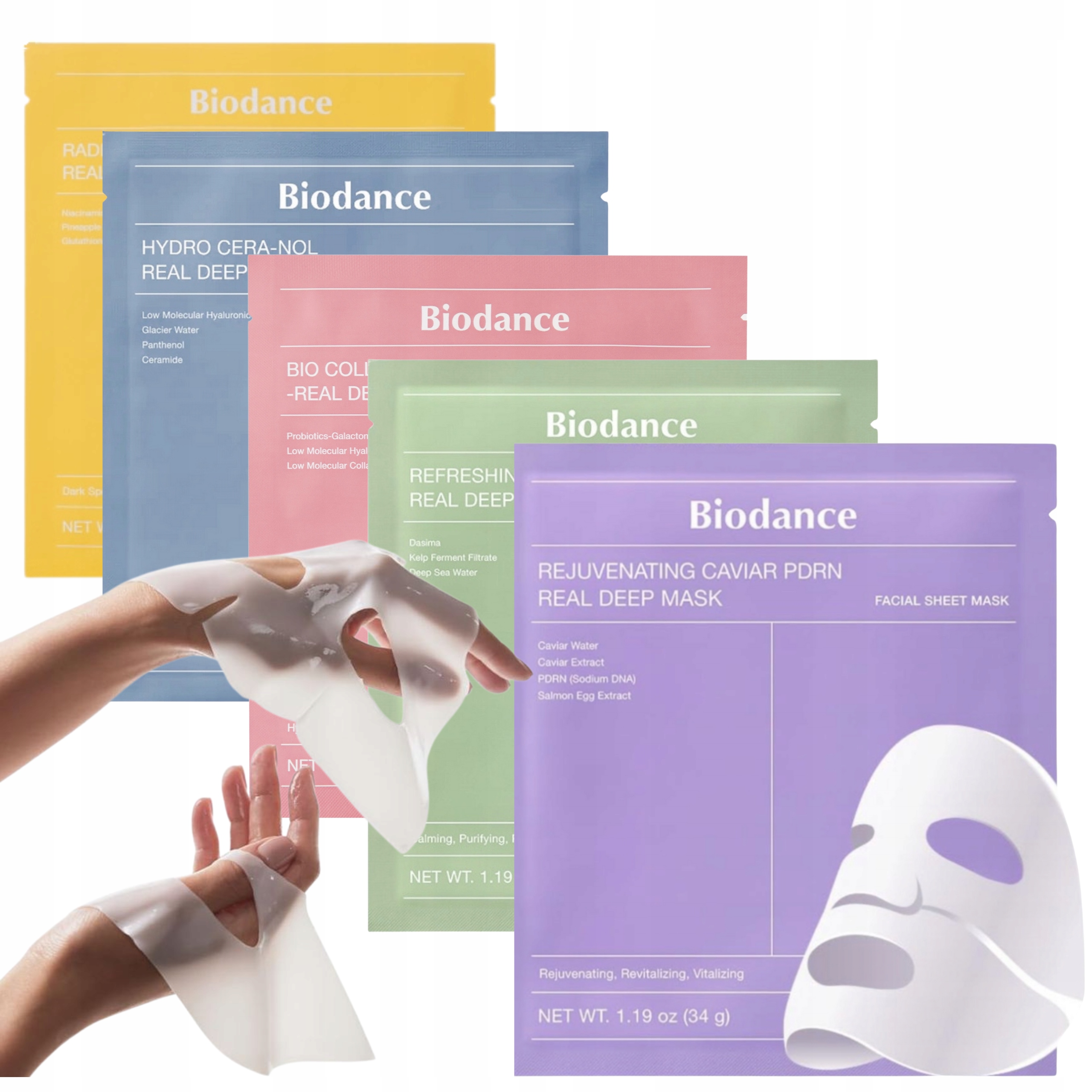 Maski Biodance BioCollagen+Hydro Cera+Radiant +Refreshing+Rejuvenating 5szt