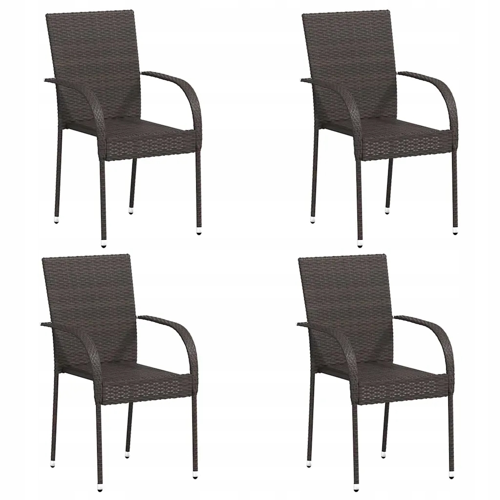 Hnědé zahradní židle z polyratanu 55,5 x 53,5 x 95 cm, 4 ks