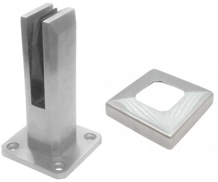 Držák Skla Spigot S Rozetou čtverec Aisi 304, Broušený, Nerezový