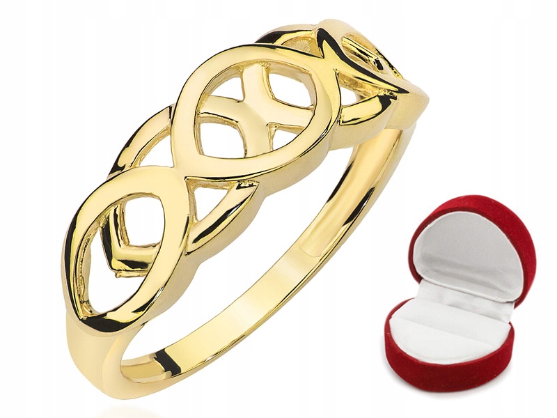 

Piękny Złoty Pierścionek z nieskończonością pr.333