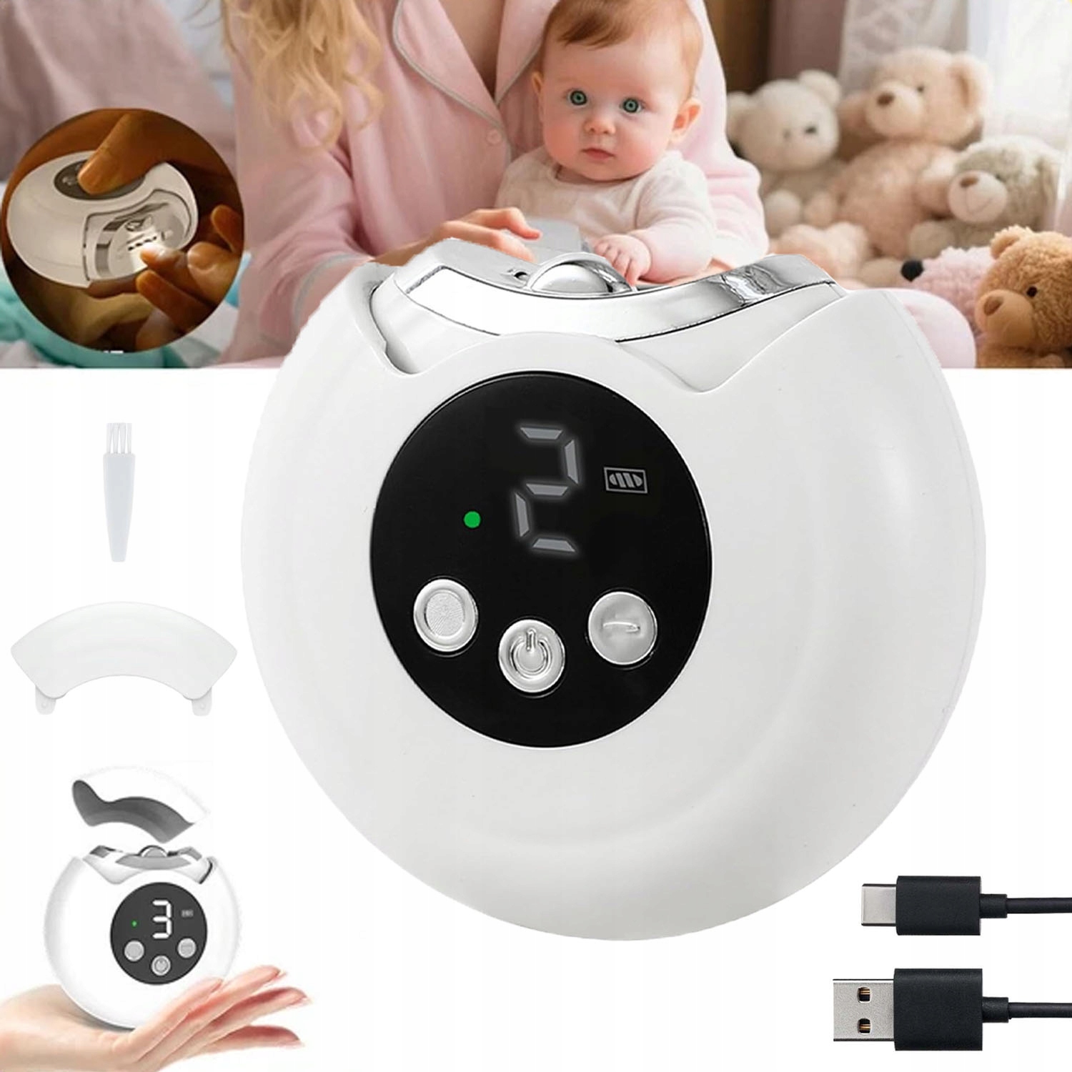 Elektrický Kleštičky Na Nehty 3 Rychlostní Režimy S Led Osvětlením