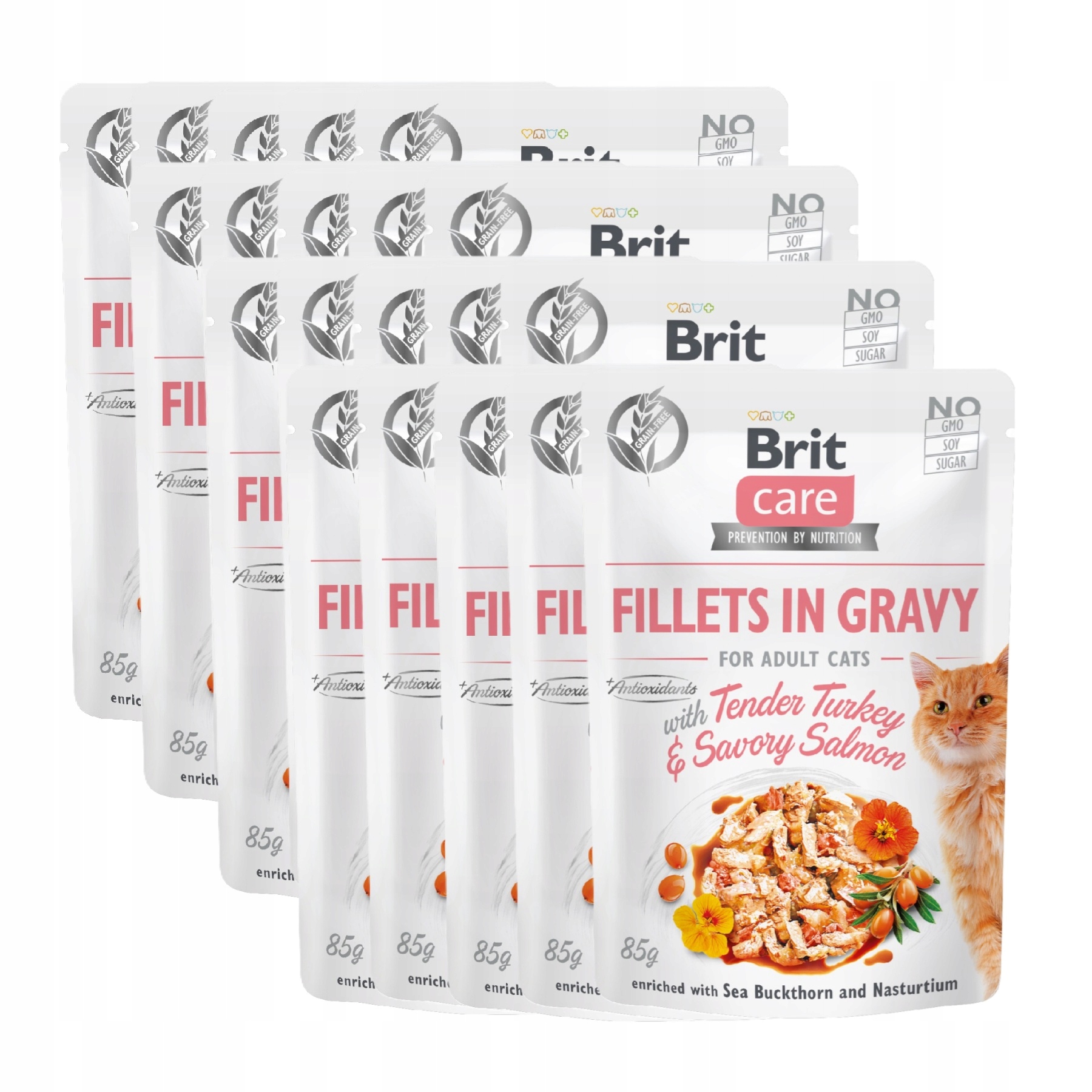 Levně Brit Care Cat Fillets In Gravy TurkeyIndik a Losos v omáčce 20PAK 20x85g