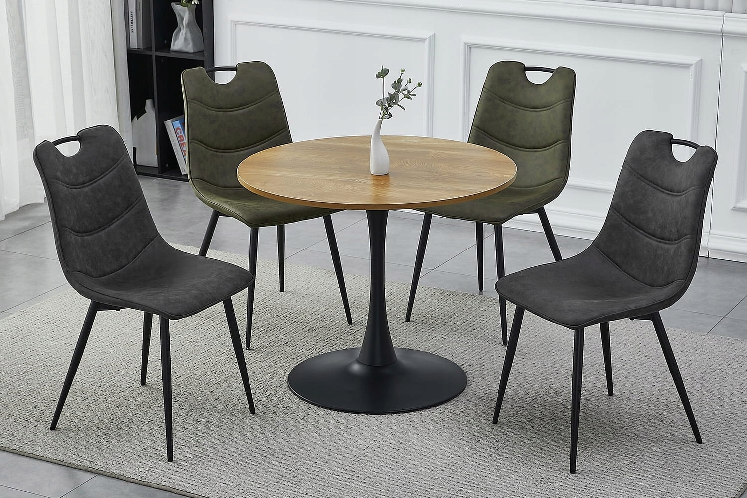 Stół okrągły do salonu AMADEO II 90 dąb/czarny Signal Kolekcja Stoły