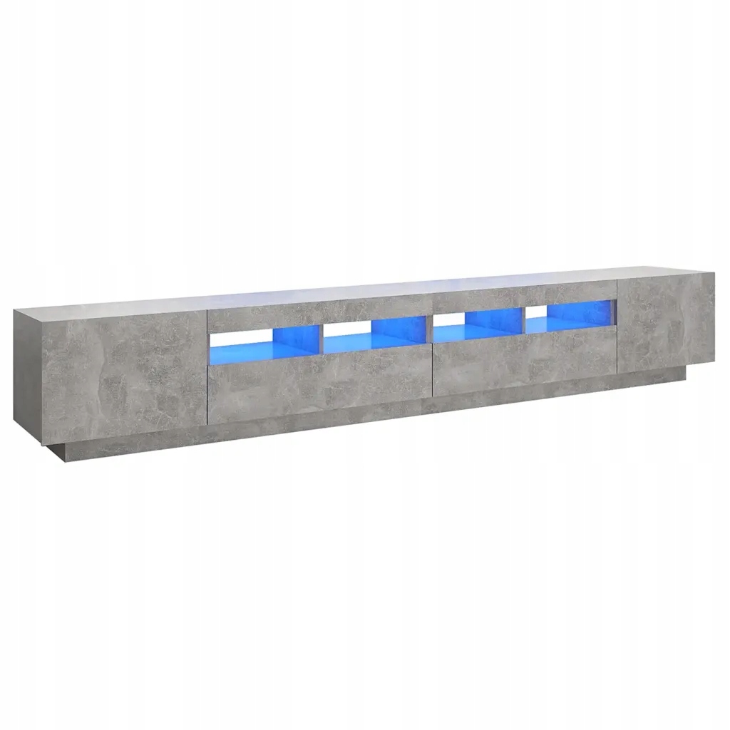 Rtv skříňka s Rgb Led osvětlením, šedá betonu barva, 260 x 35 x 40 cm