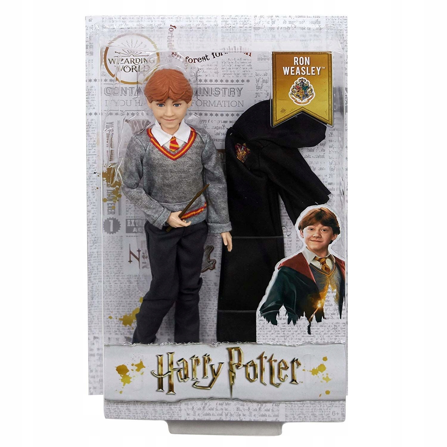 Ron Weasley Harry Potter lalka Mattel mundurek różdżka oryginalna nowa Nrfb