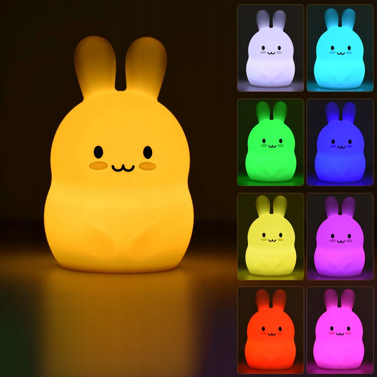 LAMPKA NOCNA KRÓLIK DLA DZIECI LED RGB +USB +PILOT KOLOROWA SILIKON K Marka IZOXIS