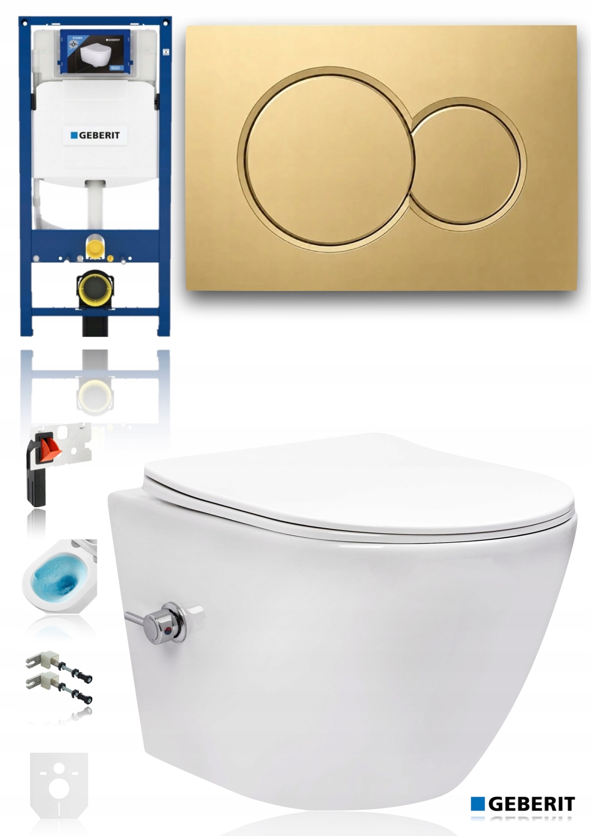 Geberit Sigma UP320 stelaż miska Wc wirowa bidet Złoty Gold Mat kostkarka