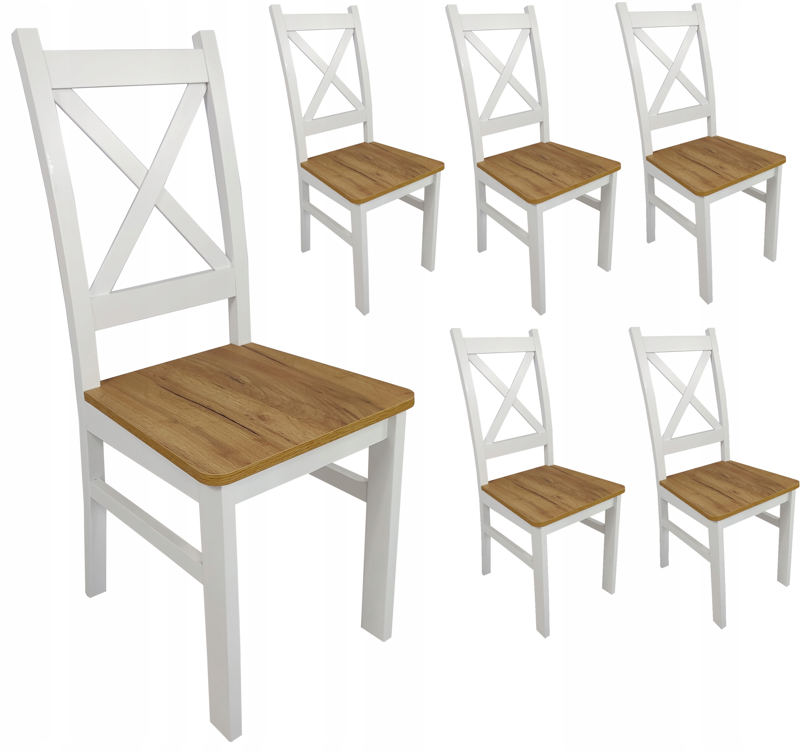 

6x Krzesło drewniane Krzyżak Biały Dąb Craft Loft