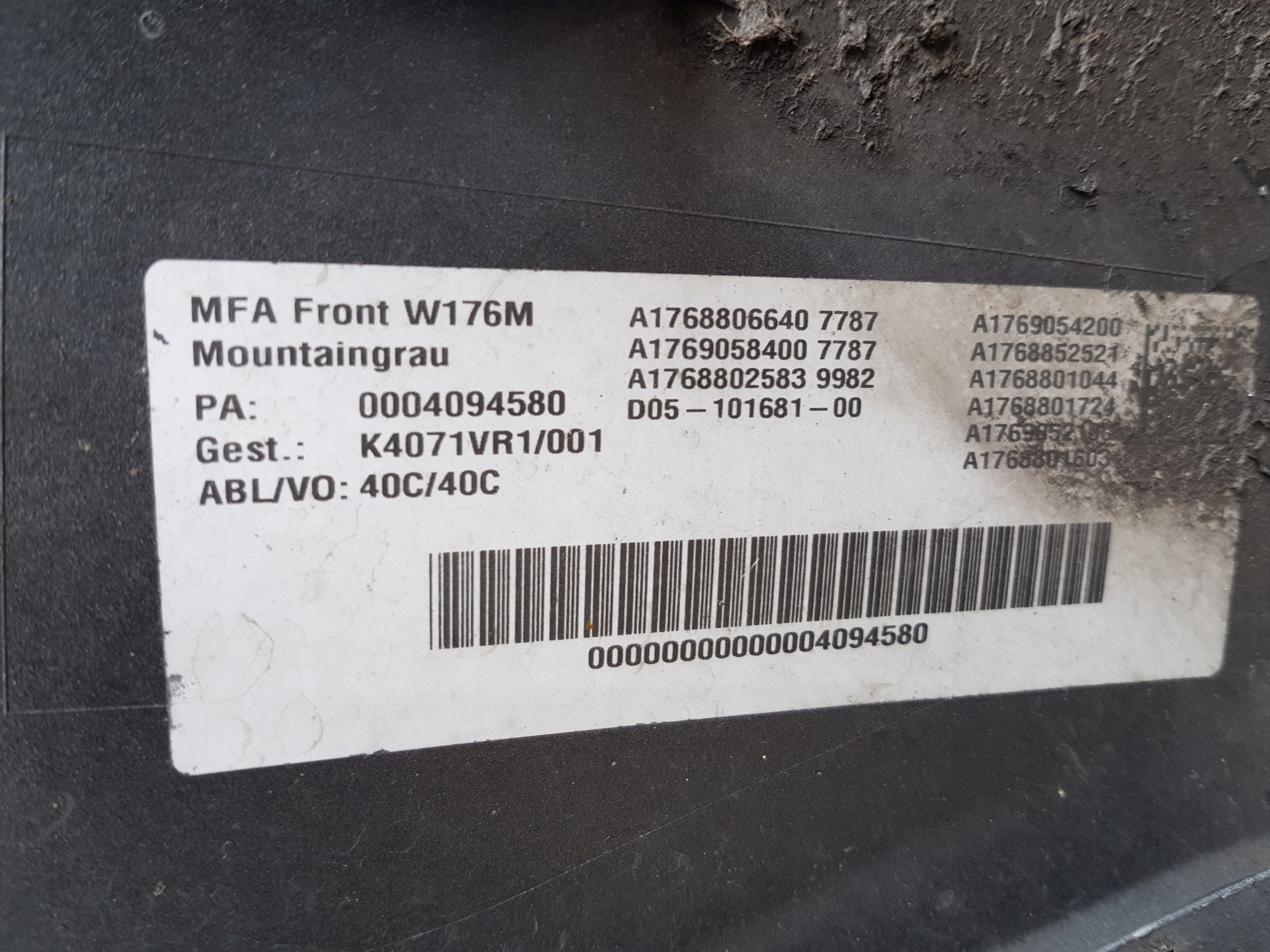 front bumper MERCEDES A KLASA W176 LIFT A1768853625
