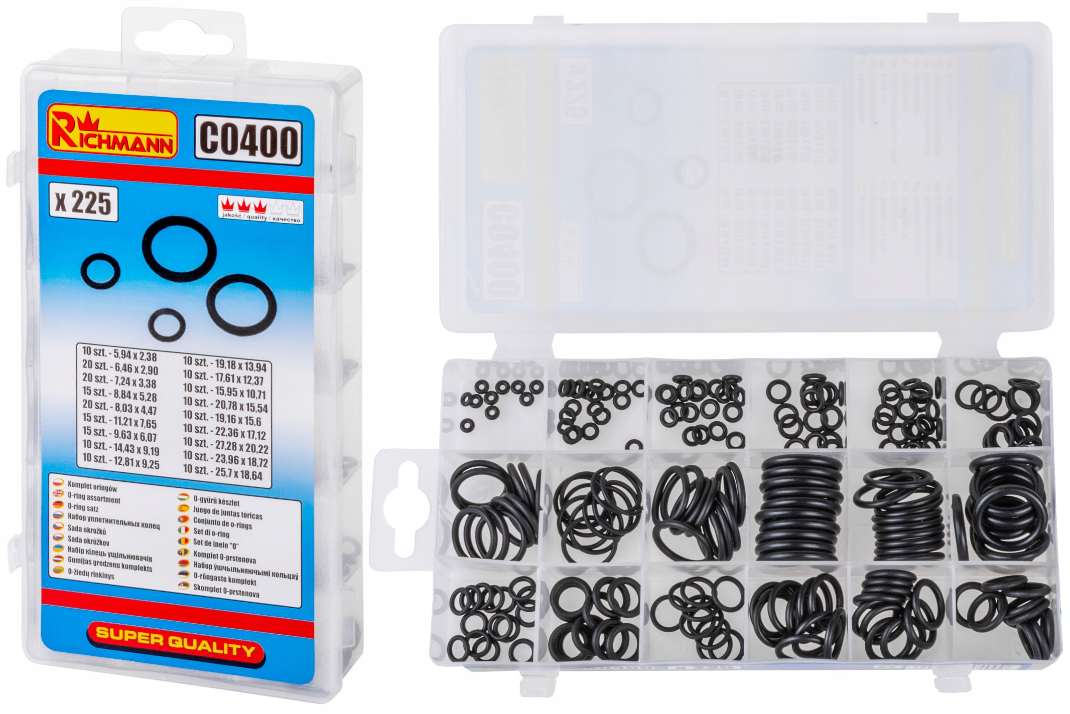 ORINGI ORING ZESTAW ORINGÓW OLEJOODPORNE 225 SZTUK