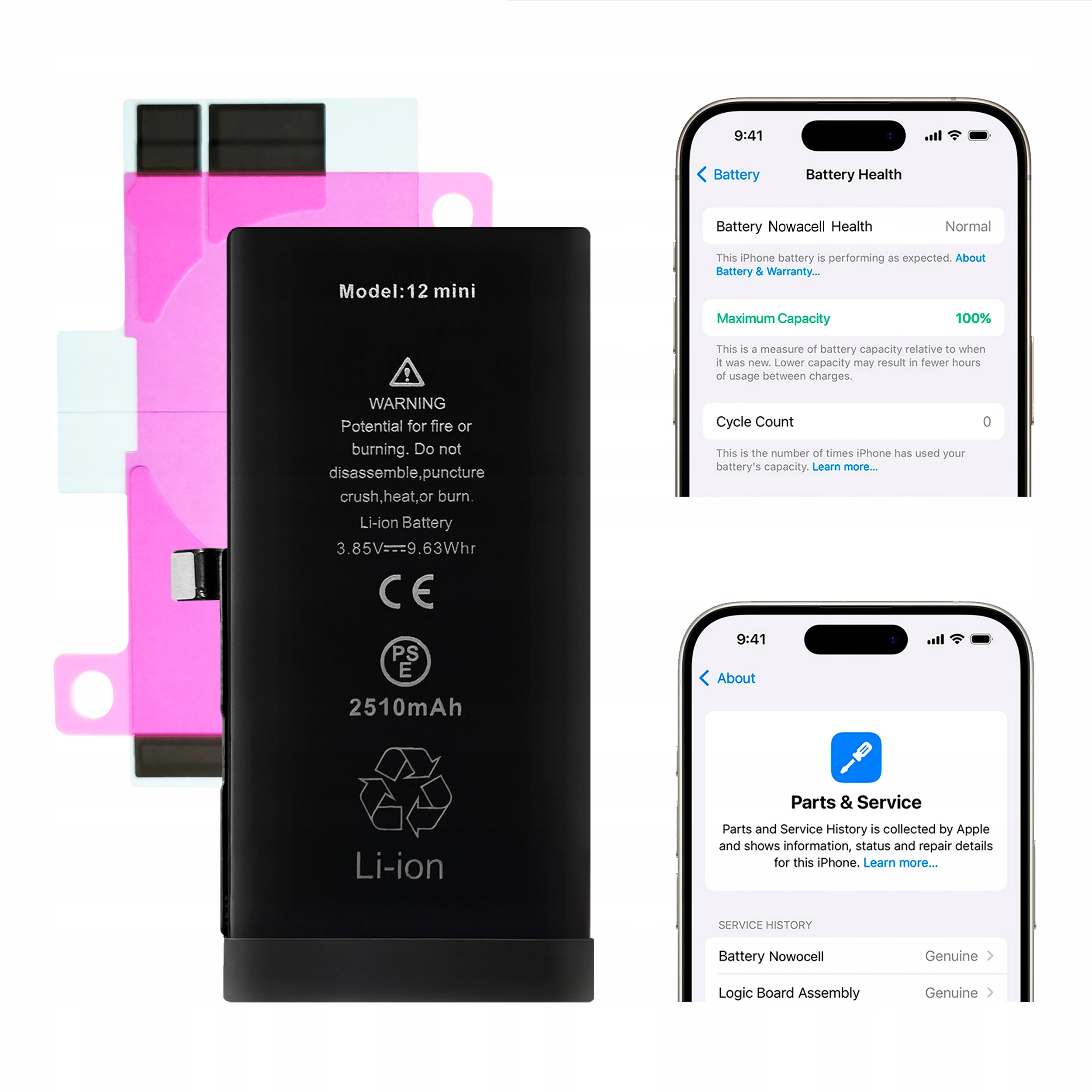 Bateria do iPhone 12 Mini Bez Komunikatu Większa pojemność 2460 mAh