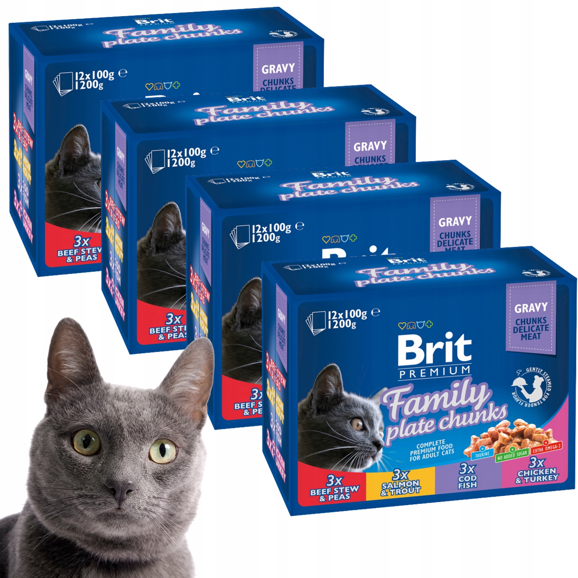 Brit Family plate mix chutí v omáčce 4 x (12 x 100 g)