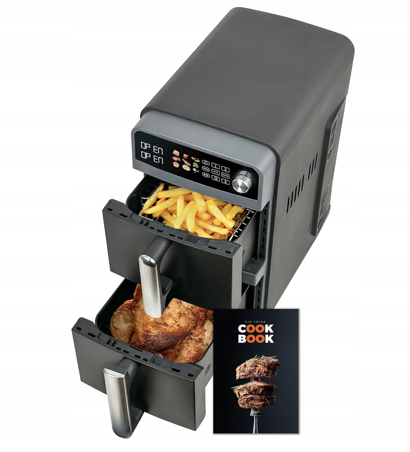 Beztuková fritéza BiutiViita 10L 2400W Double Stack XL 9v1 Sync