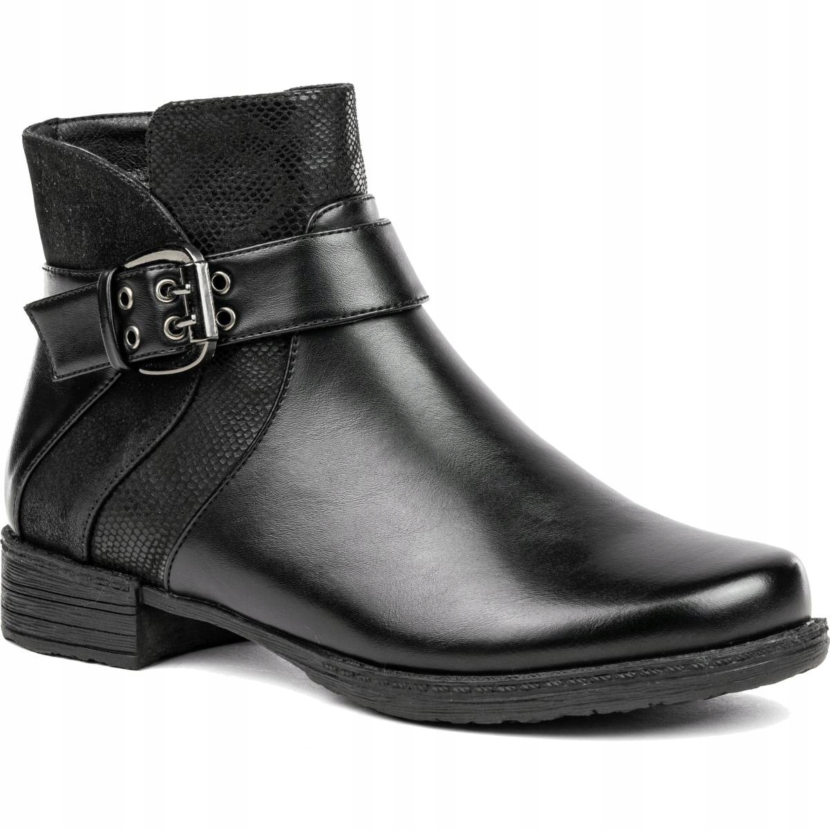 Kotníkové Boty klasické dámské Širší zateplené Zip elegantní módní Wojtyłko 38