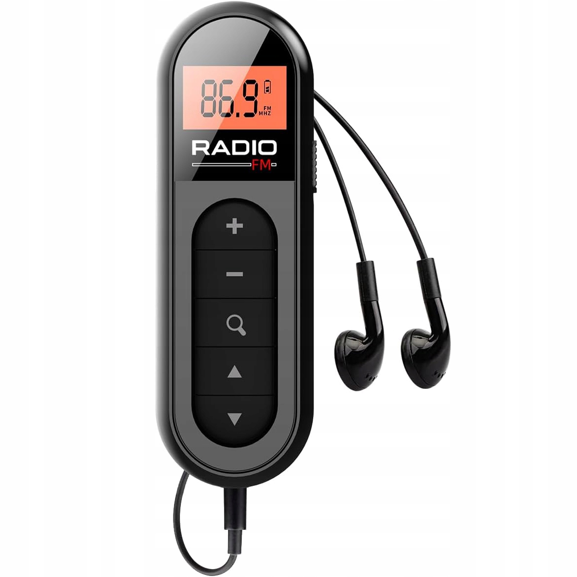 PRZENOŚNE MINI Z AKUMULATOREM USB I SŁUCHAWKAMI CZARNE KIESZONKOWE RADIO FM
