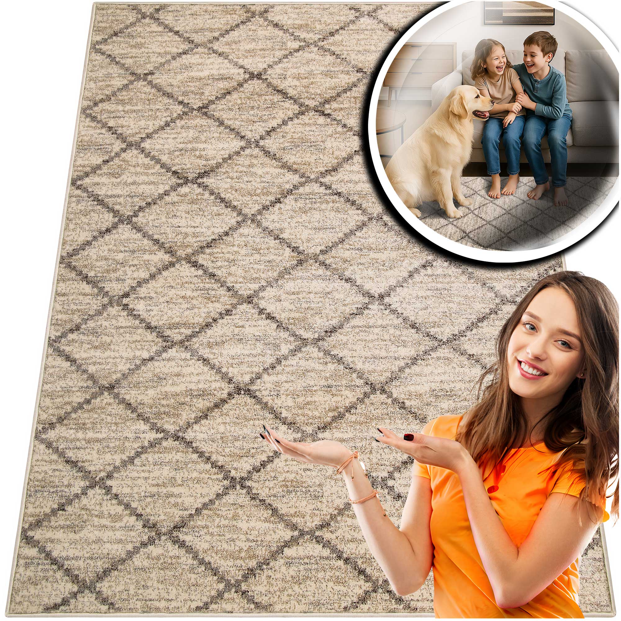 Béžový Koberec Do Obývacího Pokoje Adventure Fryz Krémový Koberec Do Ložnice 200x300