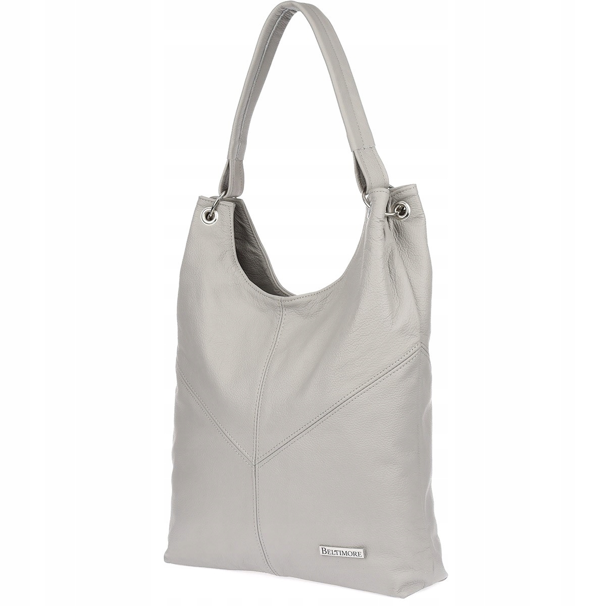 Dámská kožená velká taška, prostorná, světle šedá Beltimore 970