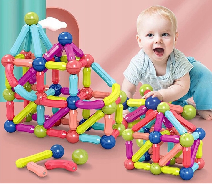 EDUKACYJNE KREATYWNE KLOCKI MAGNETYCZNE MAGNETIC STICKS ZESTAW PREZENT 120 Materiał plastik