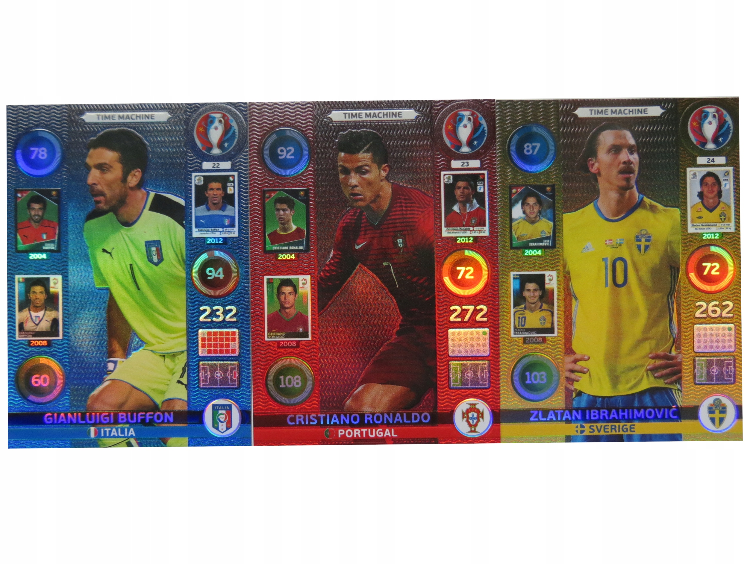 Panini Euro 2016 3 Karty Time Machine Buffon Ronaldo 23 Ibrahimović 24
