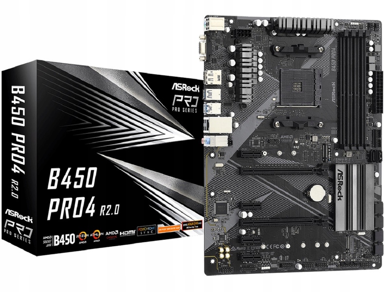 Материнская плата ASRock B450 PRO4 R2. 0 ATX Socket AM4 4 x DIMM