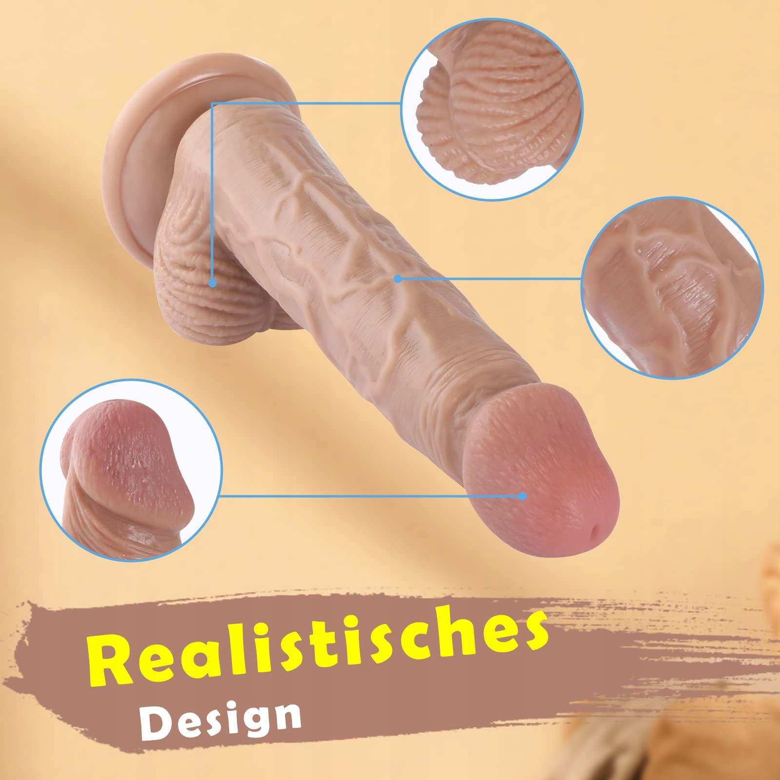 XXLTOYS Dildo Silikonowy 19.5CM Realistyczny Penis z Mocną Przyssawką — miniatura 3