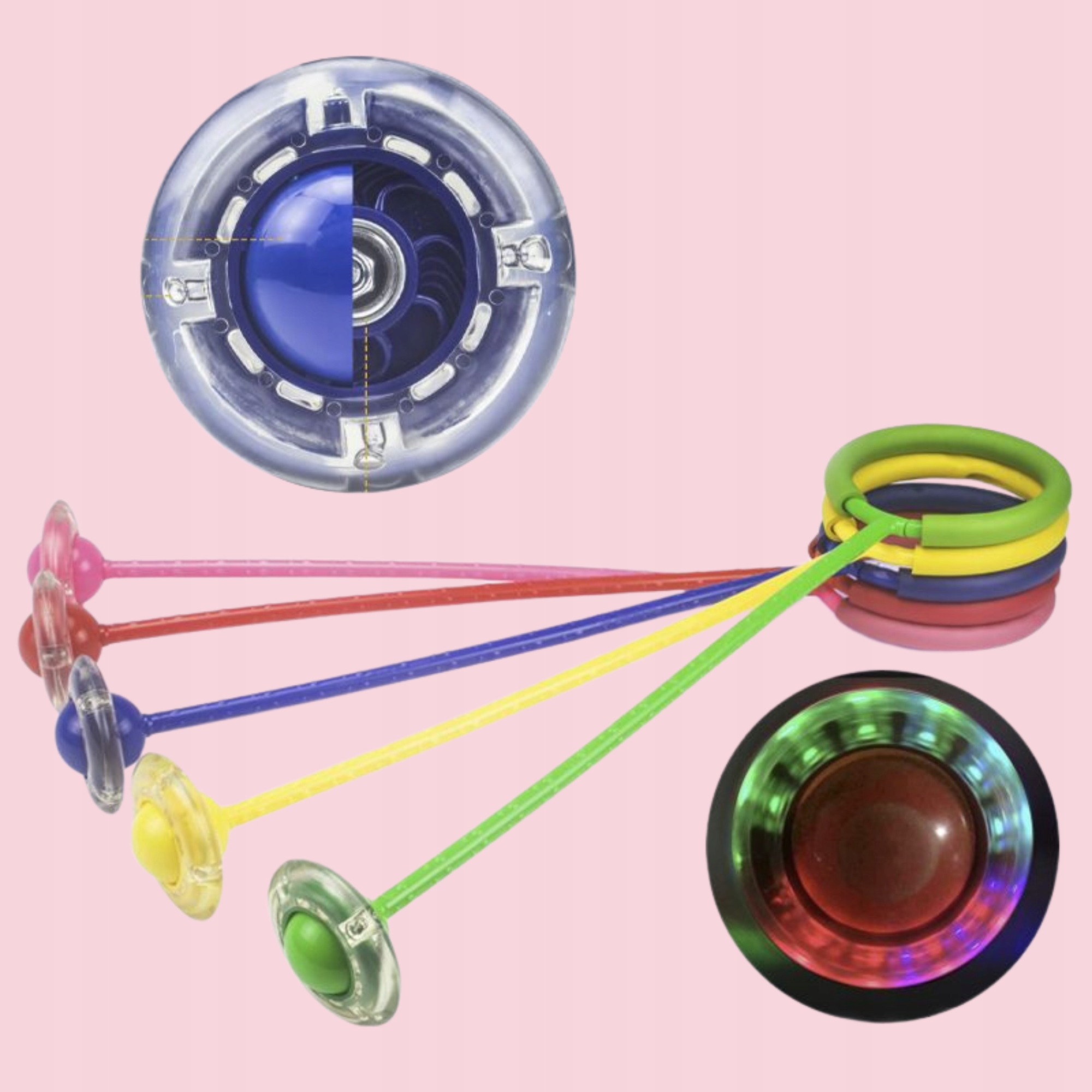 SKAKANKA HULA HOP NA NOGE DLA DZIECI LED SKIPPER ŚWIECĄCA Z DIODAMI GUMOWA Wiek dziecka 3 lata +