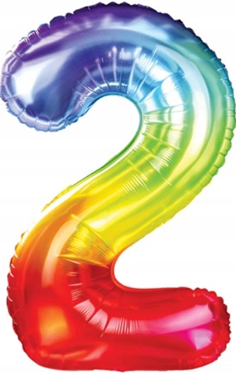 Balon foliowy tęczowy cyfra 2 urodziny 100 cm