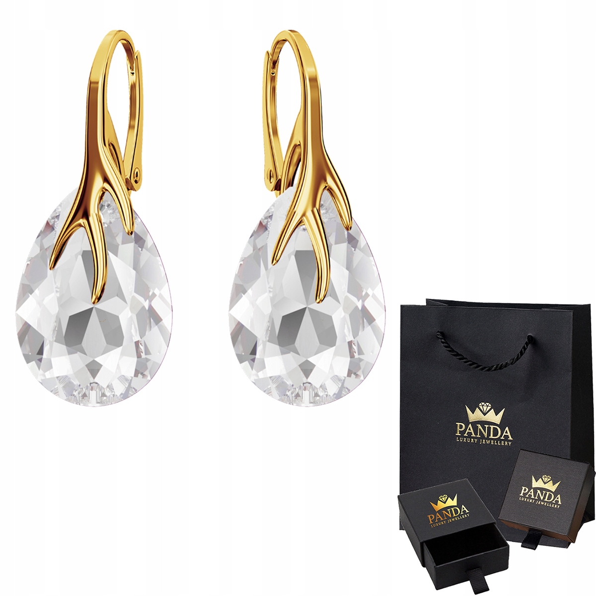 

Pozłacane Kolczyki Pazury Swarovski Srebro 925