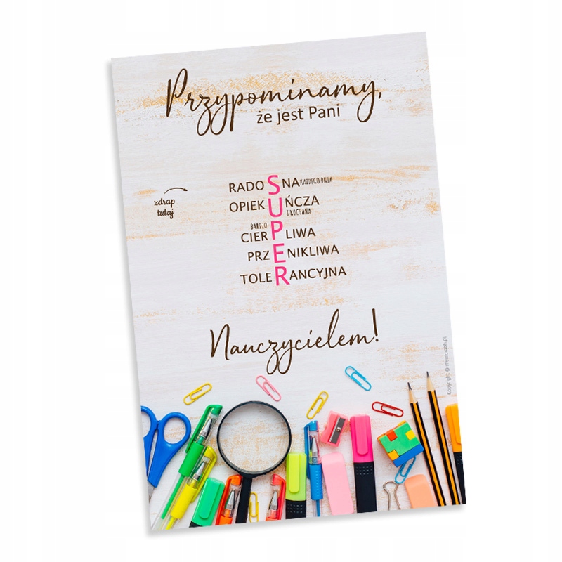 KARTKA ZDRAPKA podziękowanie dla nauczycielki Rodzaj inny