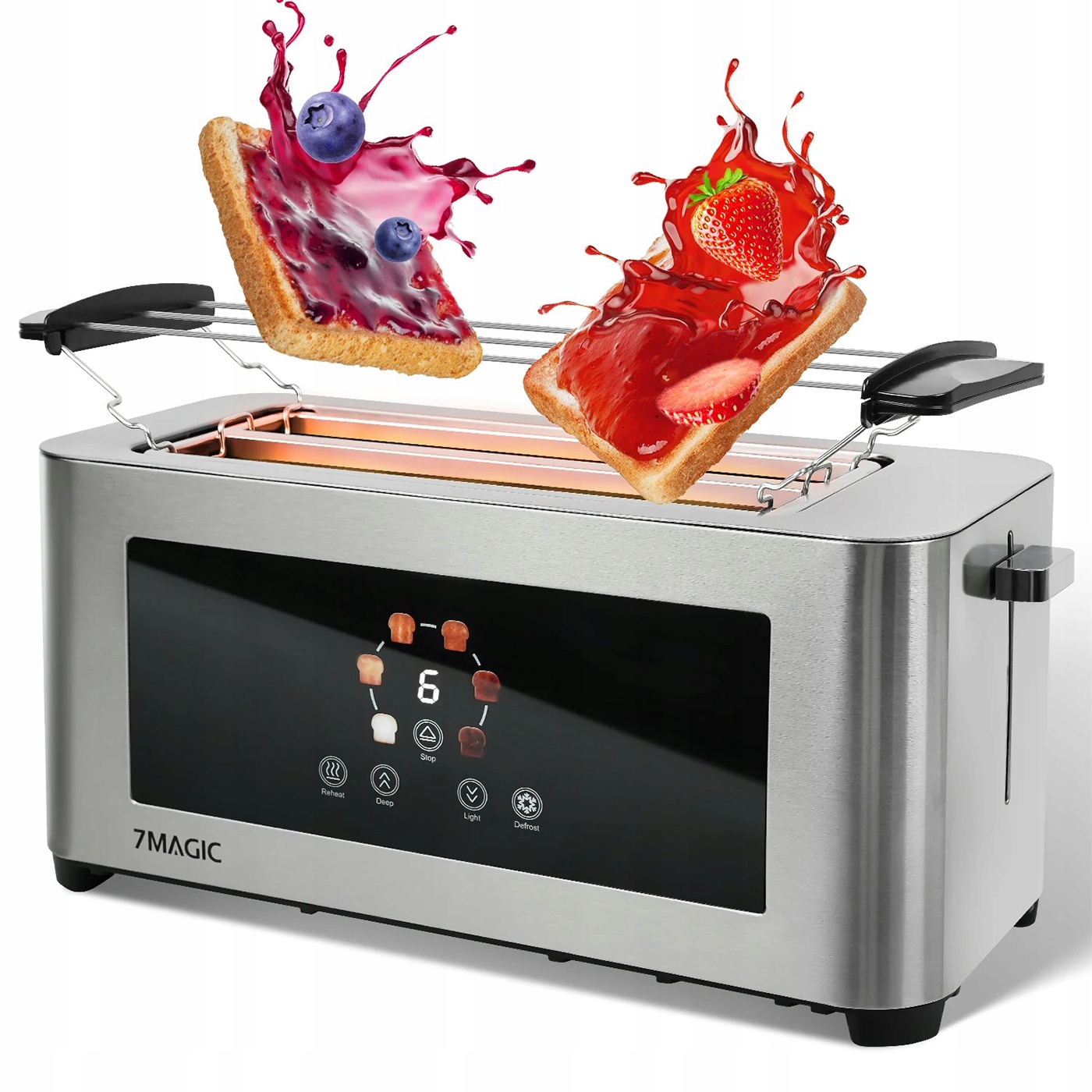 Hriankovač 1400W 4 Kromky LCD Dotykový Nerezová Oceľ 7 úrovní Americký