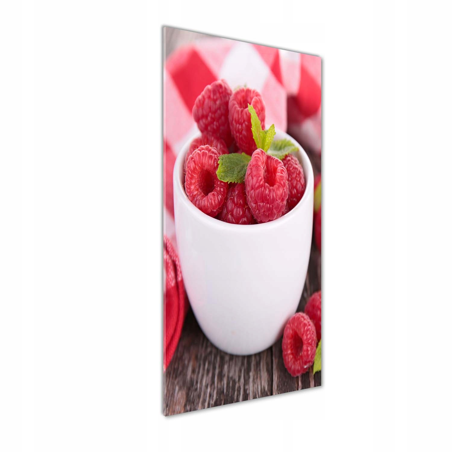 

Foto obraz zdjęcie na szkle Maliny w kubku 50x125