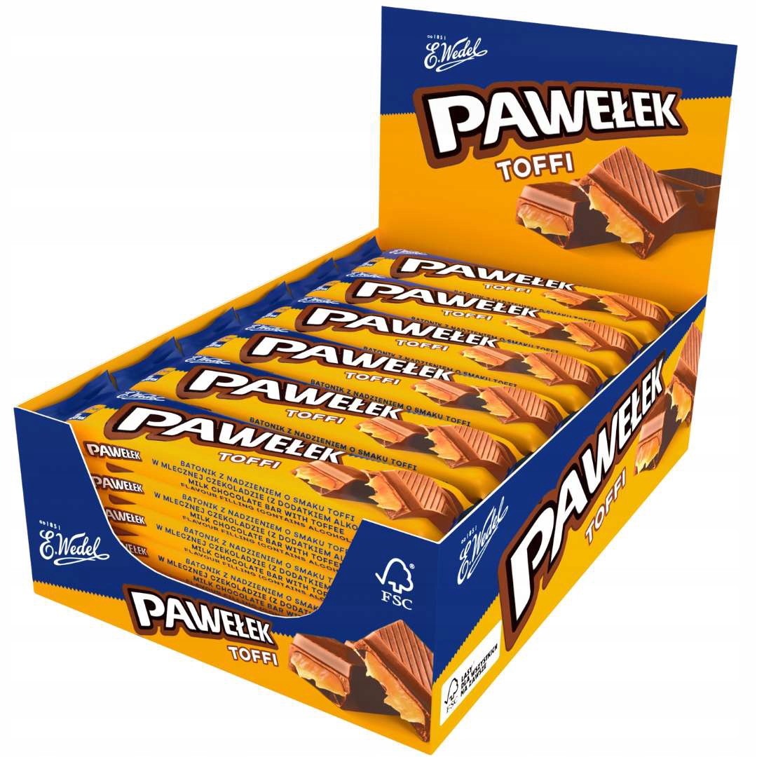 Levně E. Wedel Pawełek Toffee Mléčná Tyčinka 45 g x 24 kusů